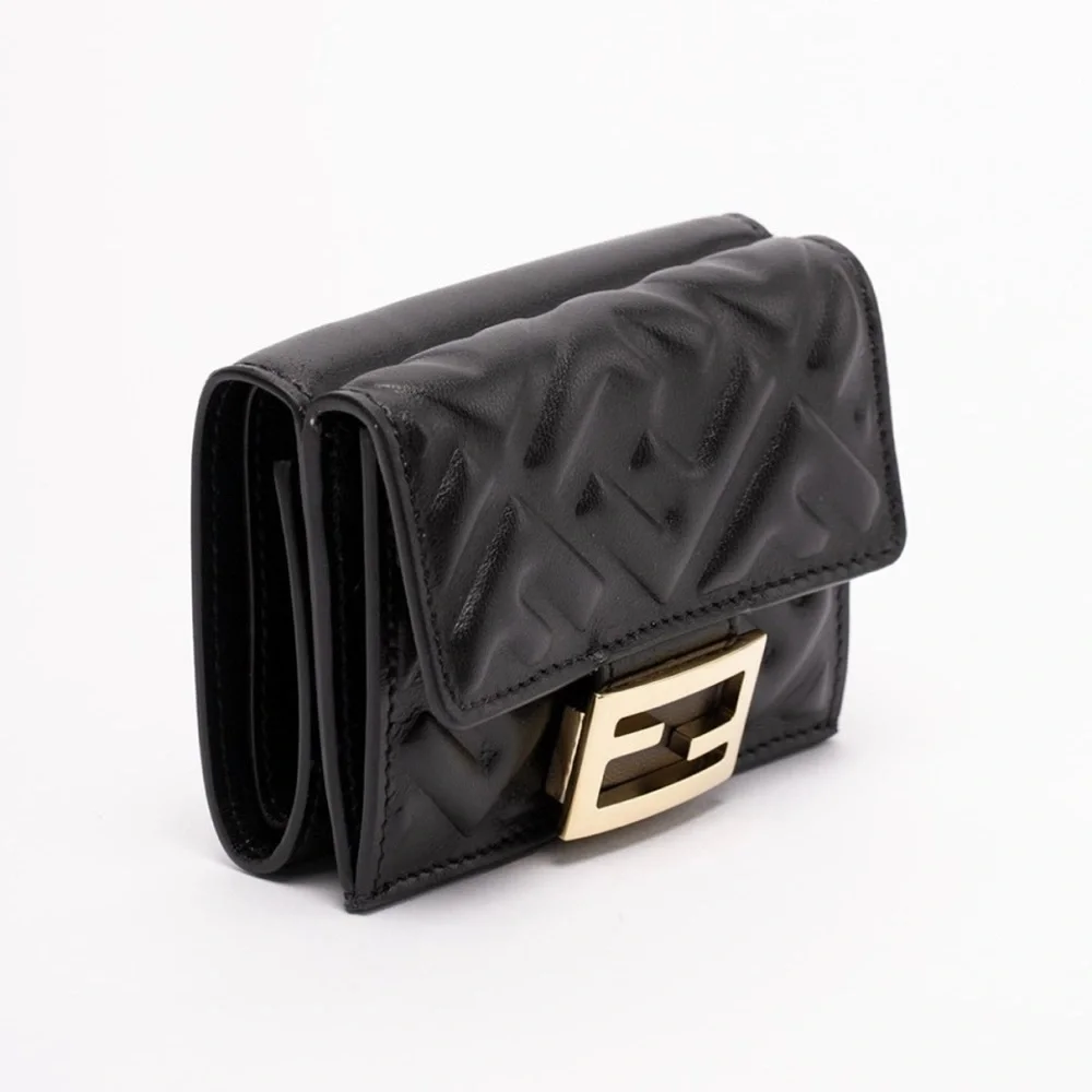 FENDI Baguette FF logo embossed leather trifold wallet small wallet - Picture 2 of 5
